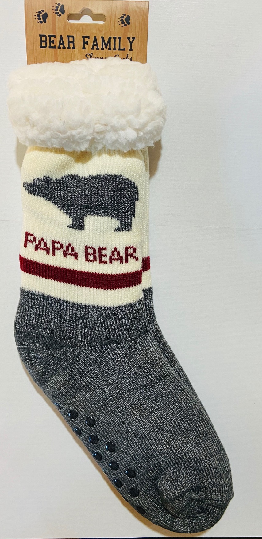 Northern Comfort Papa Bear Sherpa-Lined Men's Slipper Socks with Gri –  Great Sox