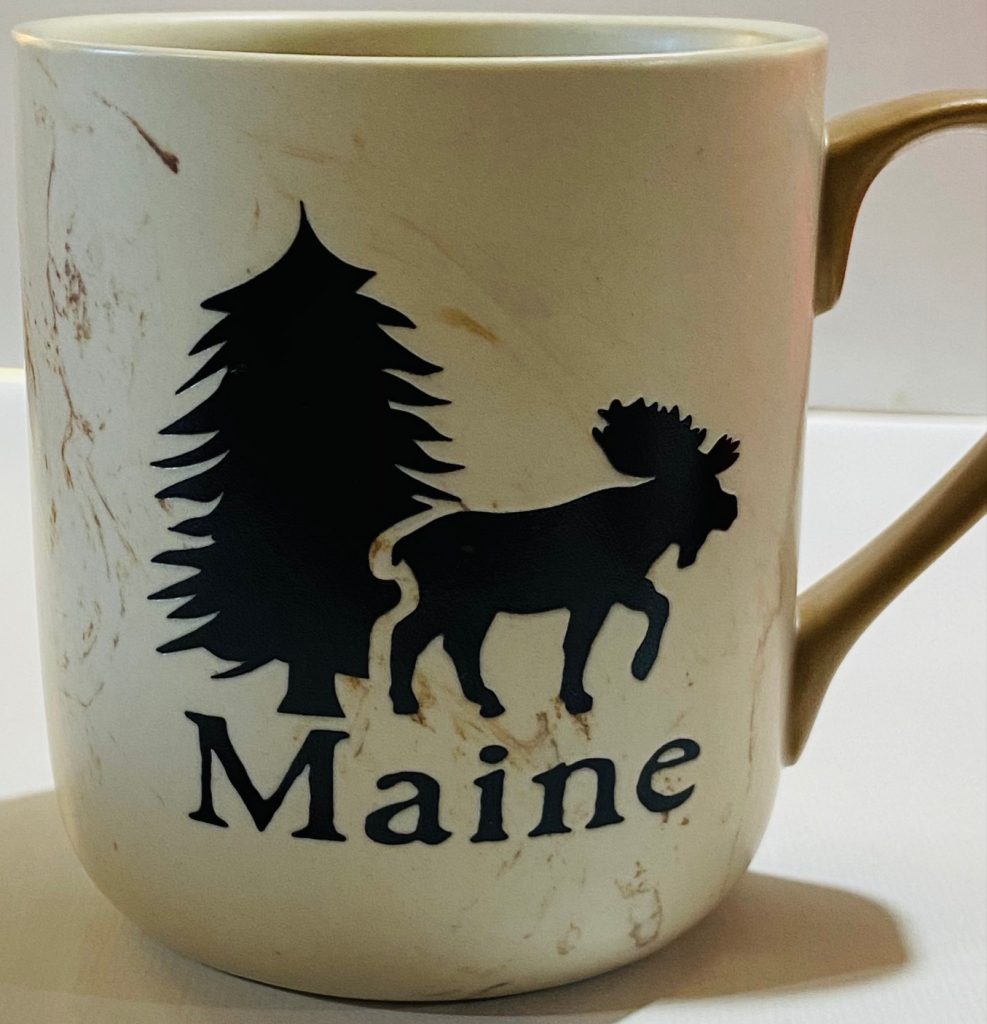 Marble Moose Mug  Maine Scene  Maine Souvenirs and Calendars