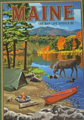 Moose Camping Scene Playing Card