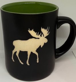 Black Matte Etched Moose Mug  MUG180